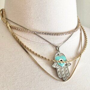 Silver Hamsa Pendant Necklace